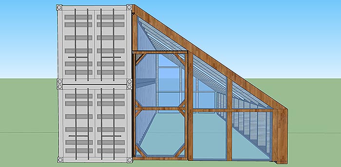 shipping container cabin with greenhouse 4