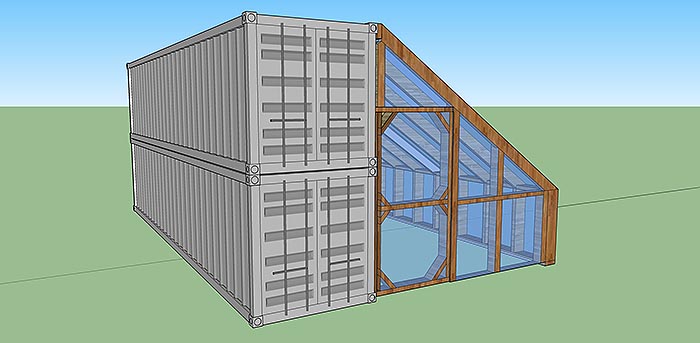 shipping container cabin with greenhouse 7