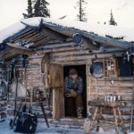 Dick Proenneke at his cabin in 1985. NPS photo taken by Richard Proenneke and donated by Raymond Proenneke